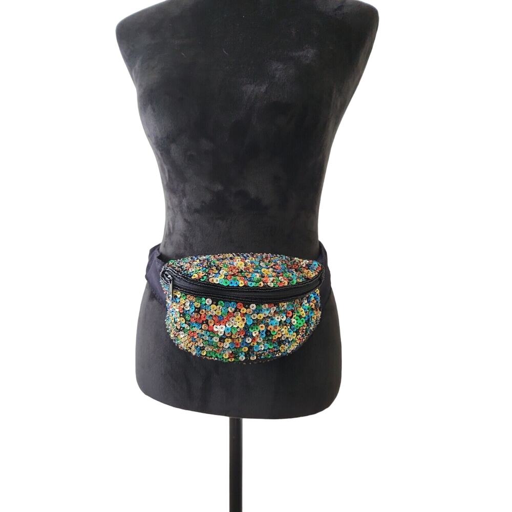 Sequin and Pearls Rainbow Bum Bag Festival must! Fanny pack Waist Bag Handmade